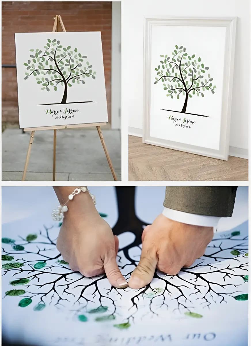 Quadro Personalizado Para Casamento Árvore Digitais Festas Cor Imagem2