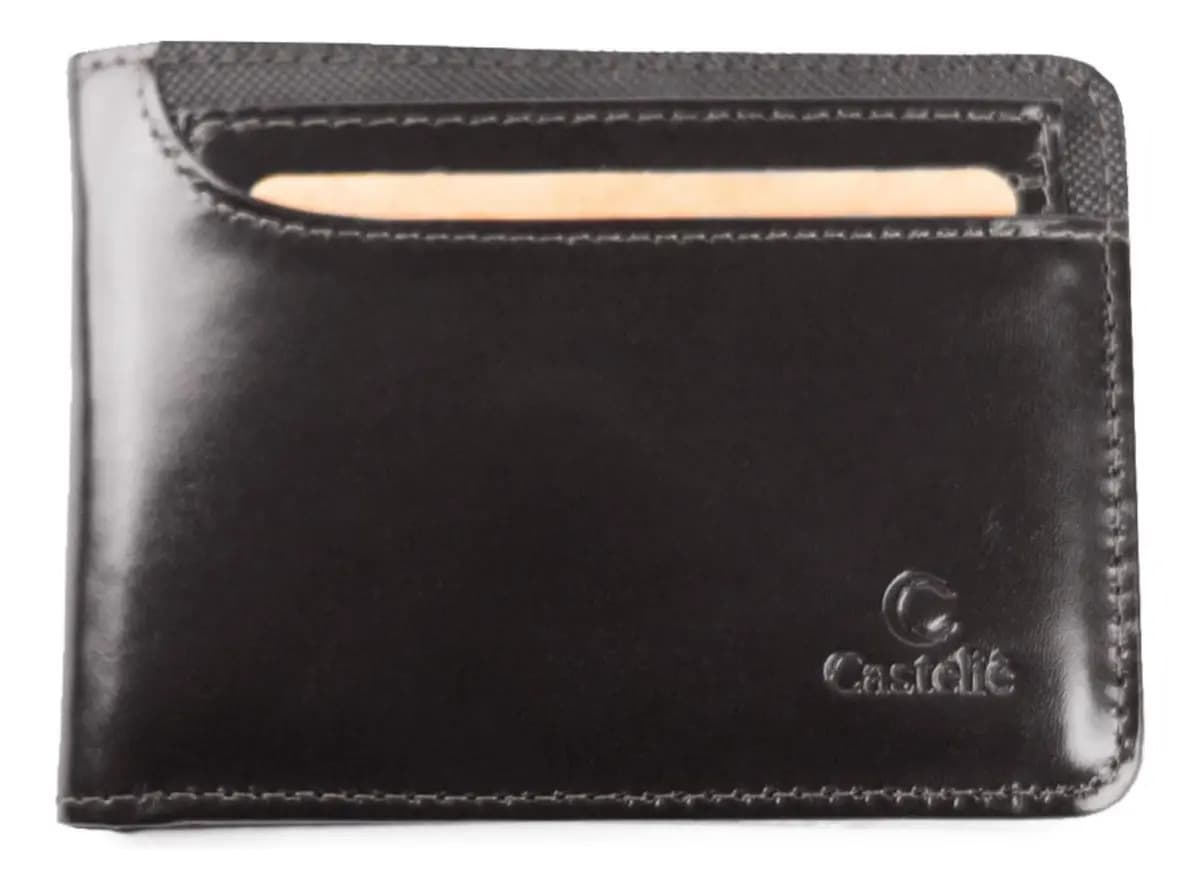 Carteira Couro Casteliê 1730 Masculina - Resistente Cor Preto