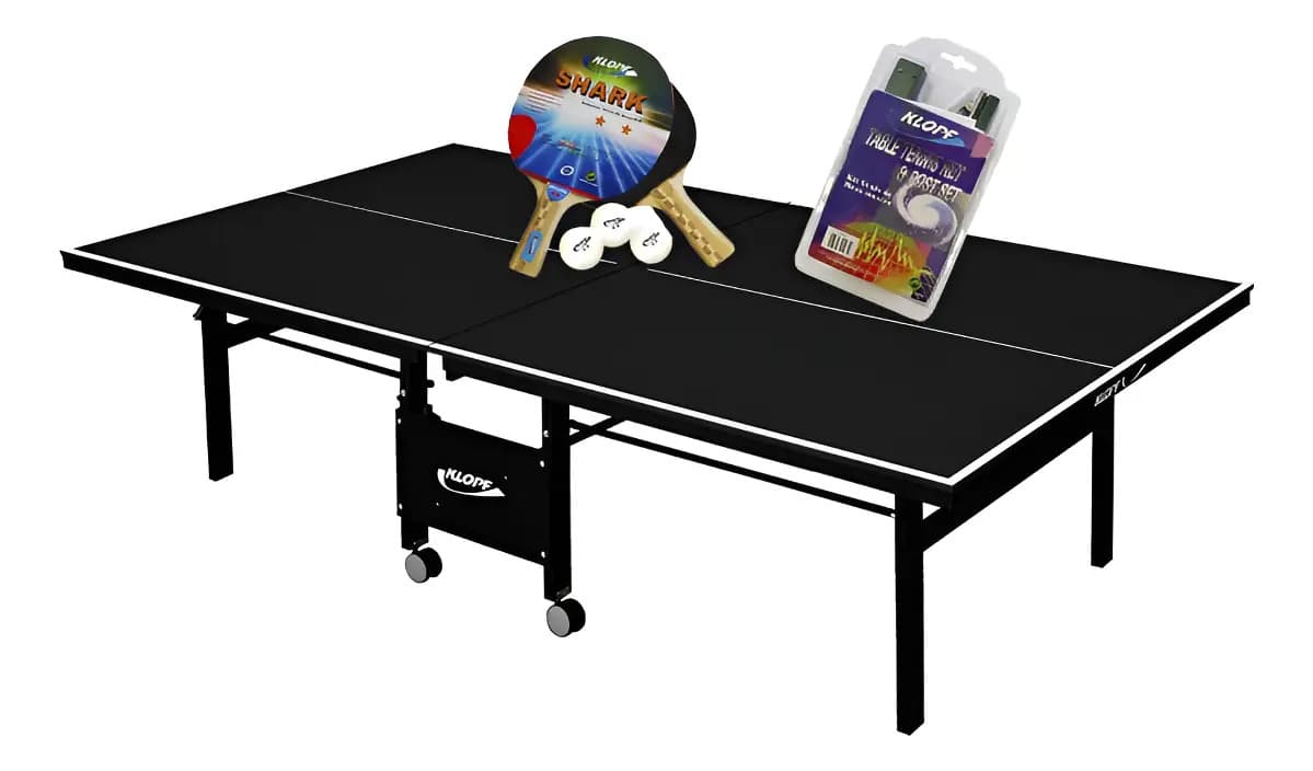 Mesa Ping Pong 1084 Preta Klopf + Kit 5055 + Rede Master Preto