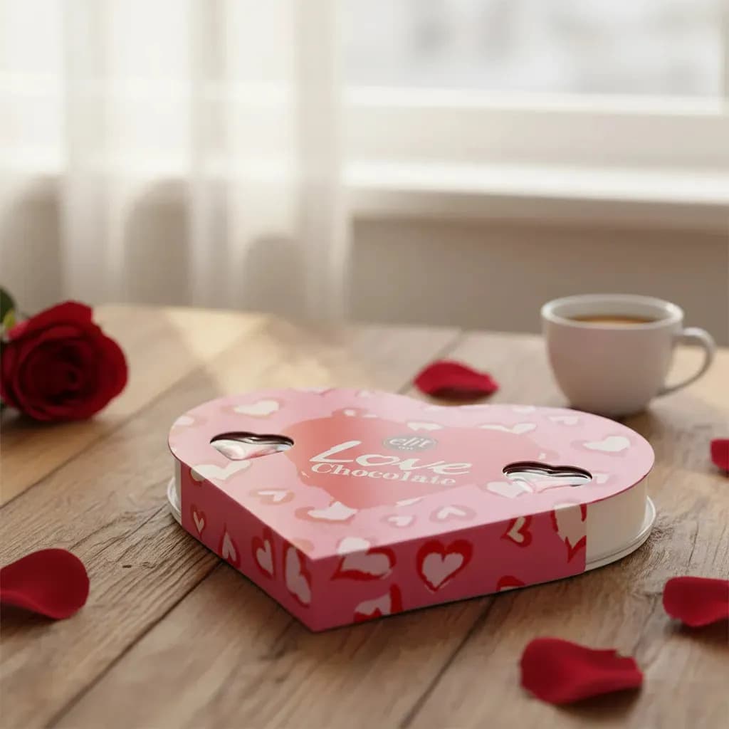 Caixa Bombom Presente Coração Cacau Avelã Love Elit 105g