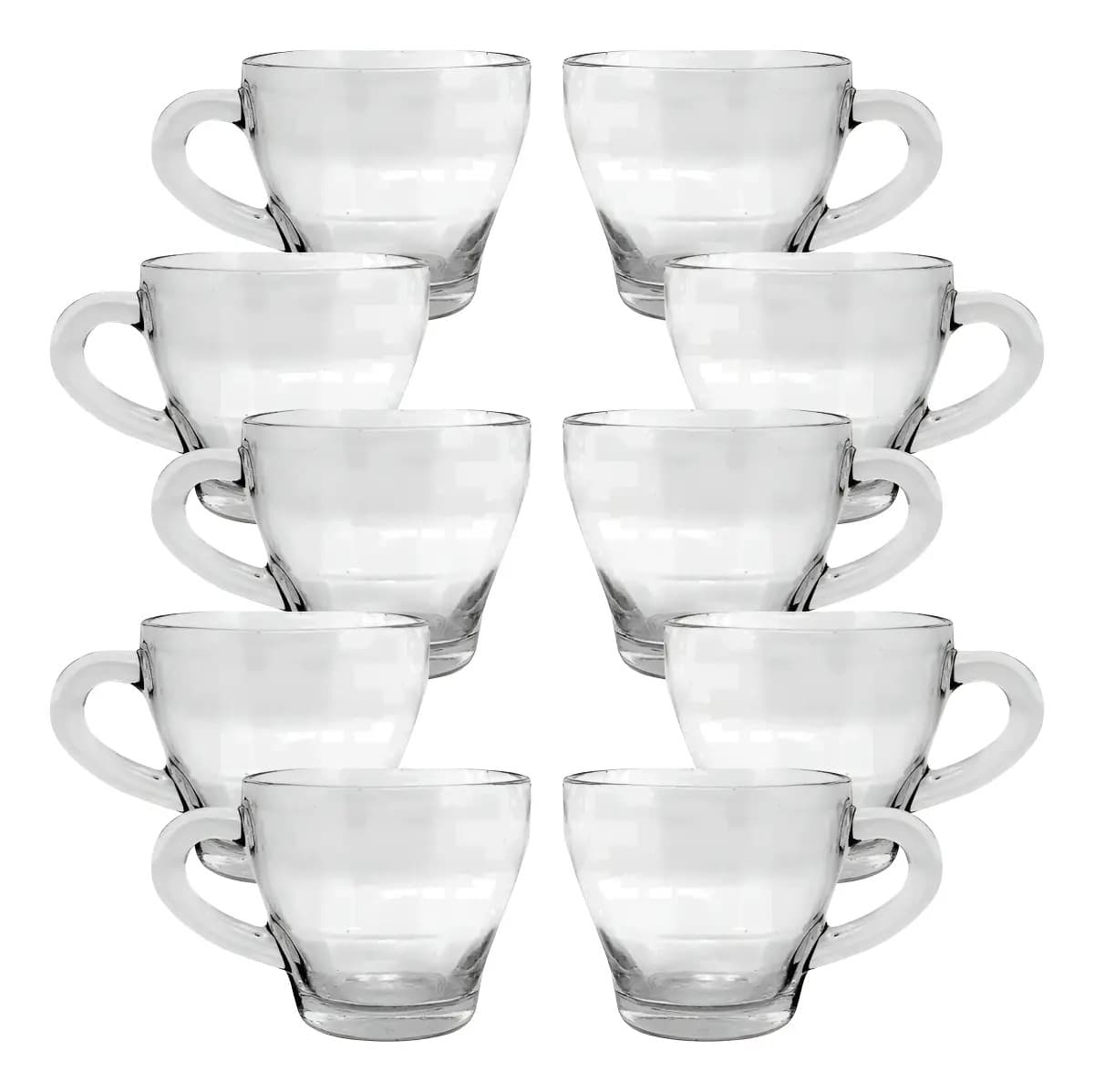 Jogo Xicaras Café Vidro Transparente 70ml 10 S/ Pires