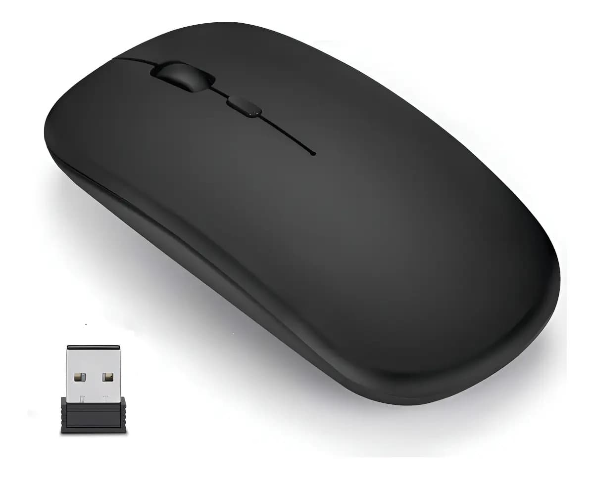 Mouse sem fio recarregável Sendowtek, mouse sem fio ergonômico 2.4G, mouse USB sem fio silencioso com adaptador de receptor USB para laptop, PC, computador, Macbook (preto)