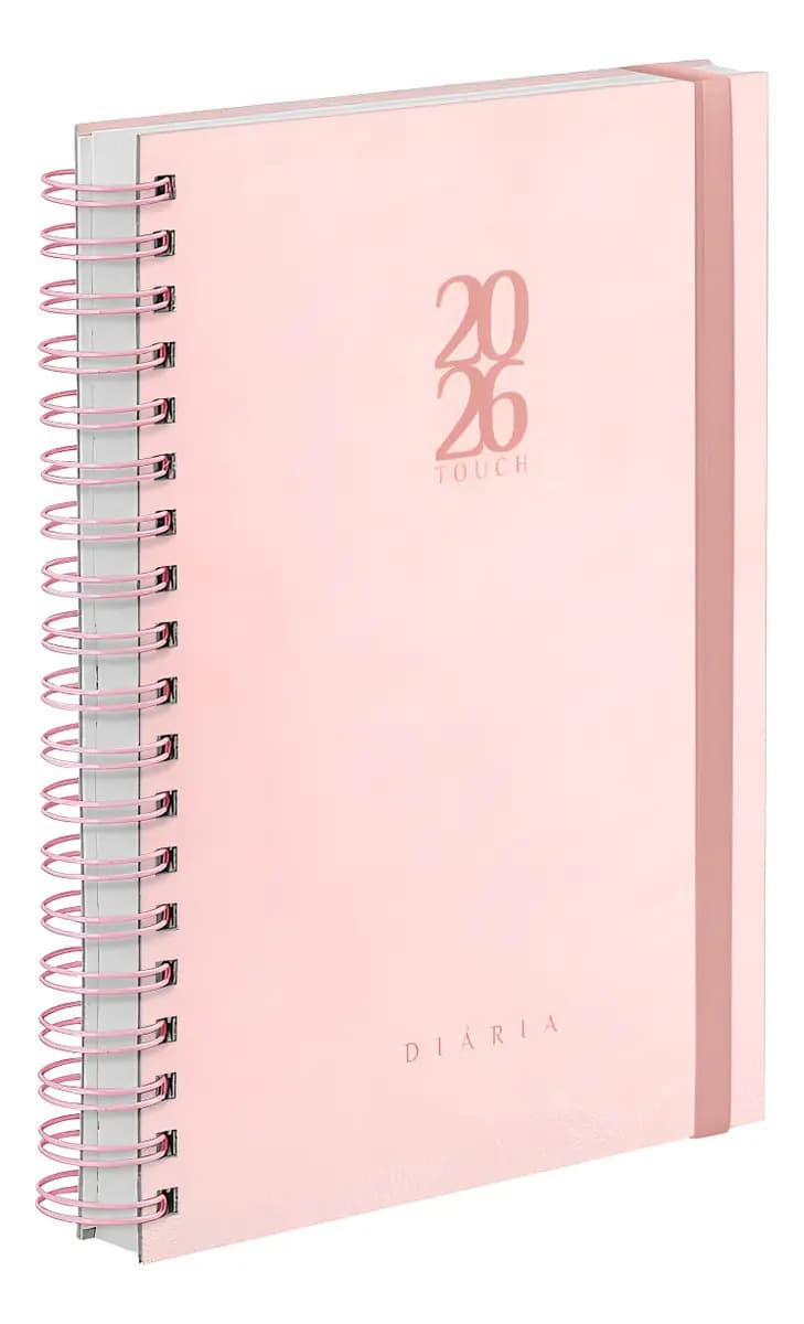 Agenda Diária Plus Solid Touch Tipo Couro Rosa Couro Rosa 2026