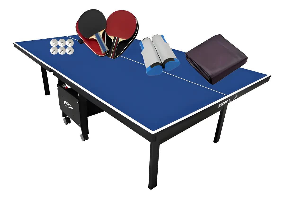 Mesa Ping Pong Dobrável Klopf Azul Com Rodízios E Rede Retrátil