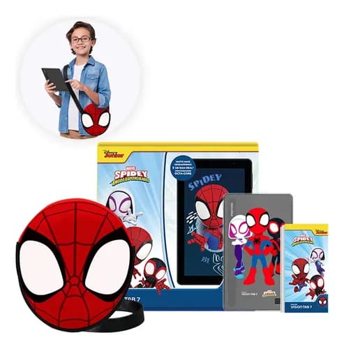 Tablet Infantil Positivo Vision Tab 7 Spidey T307SP Processador Octa-core 3gb Ram 64gb Armazenamento Tela 7 Ips Bateria 3100mah Android 14 Go Wi-fi Preto Inclui 2 Itens De Proteção Capa e Bolsa