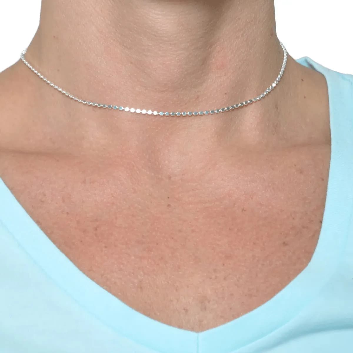 Gargantilha Feminina Chocker Corrente Delicada Banhadoprata