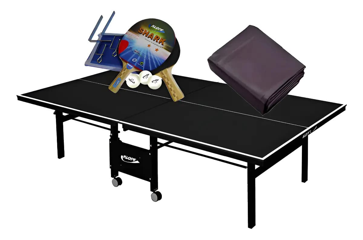Mesa Ping Pong 1084 Preta Klopf + Kit Completo 5031 + Capa Preto