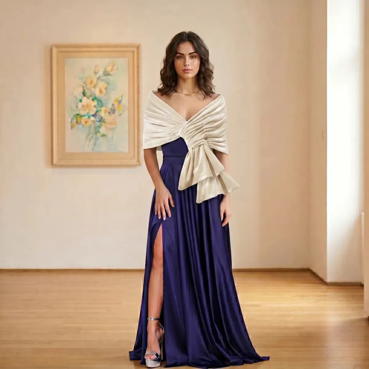 Estola De Veludo Quente Acessório De Moda Para Inverno Frio Off White