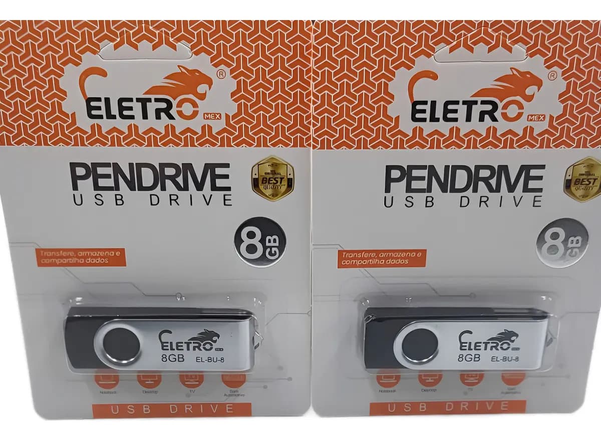 Pendrive 8gb Eletromex Preto Liso