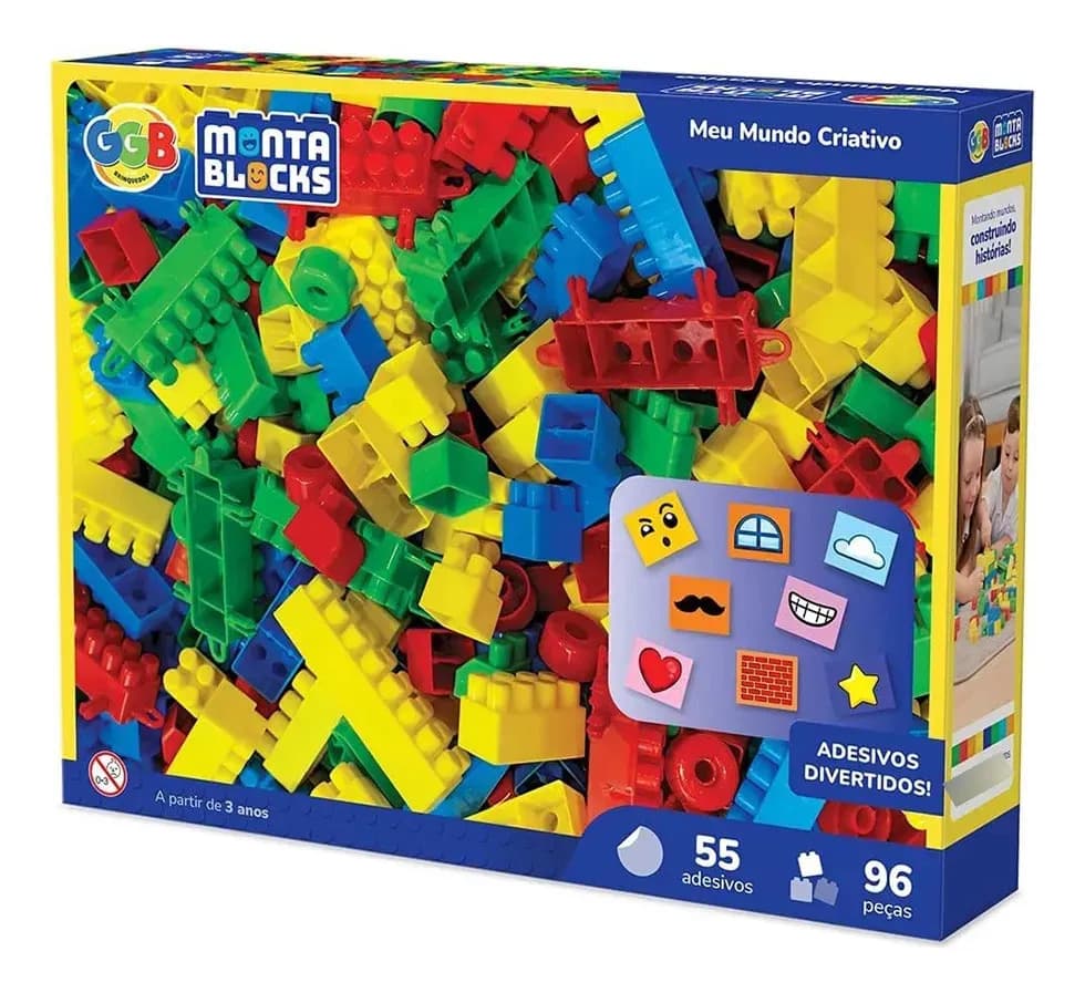 Brinquedo Blocos Criativo Meu Mundo Criativo 96 Peças 96