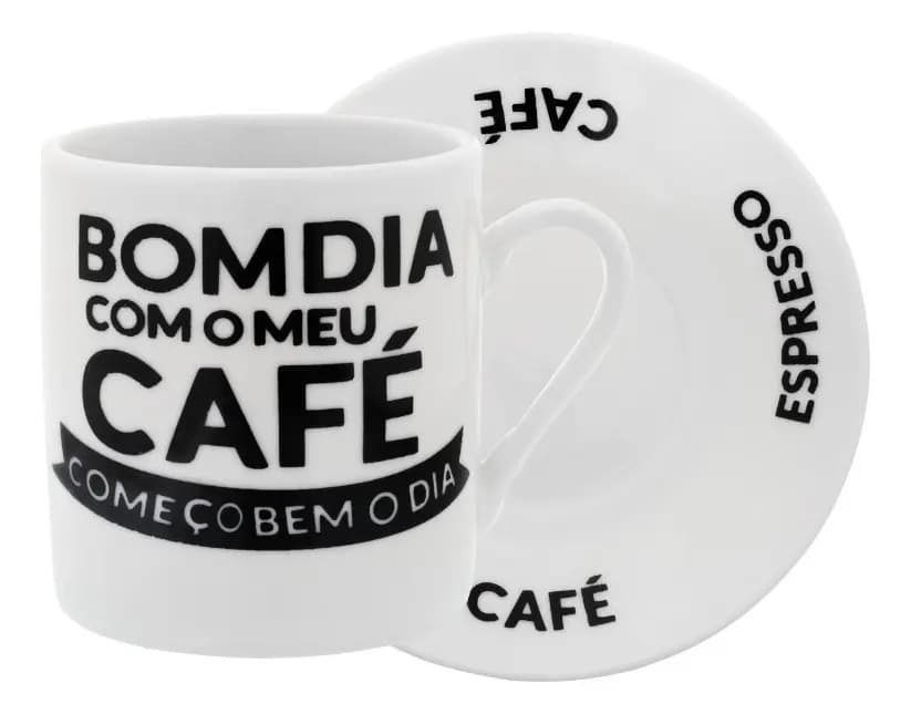 Jogo Xícaras Café 90ml Porcelana 12 Cor Bom Dia Haüskraft