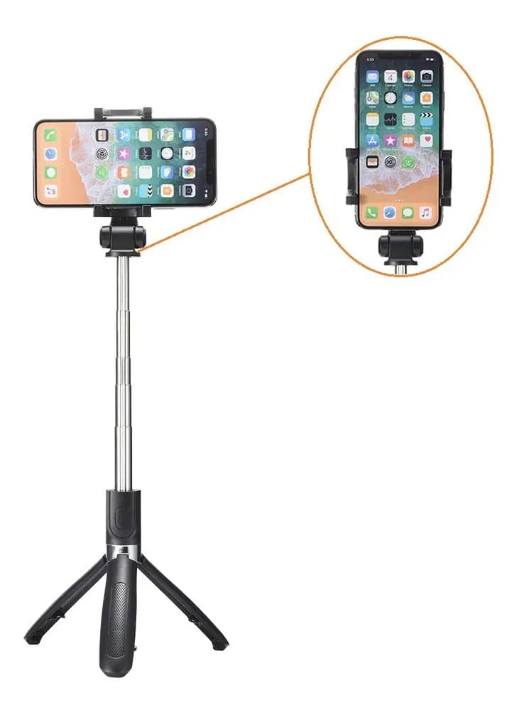 Bastão de Selfie com Tripé e Controle Bluetooth para Celular