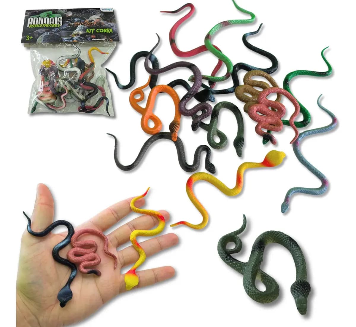 Kit Cobras Borracha Brinquedo Realista Pegadinha Animais 1 Pacote