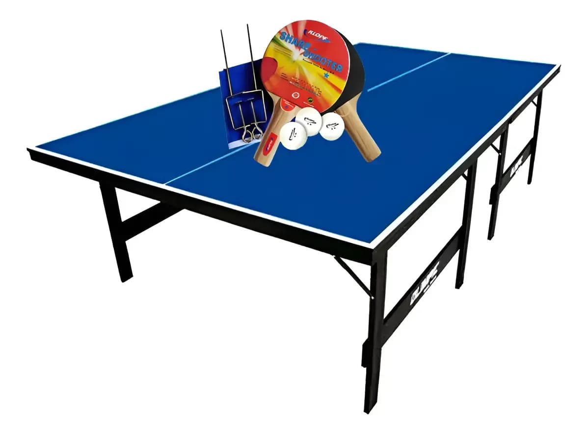 Mesa Ping Pong 15mm Mdp - Olimpic 1013 + Kit 5030 Azul