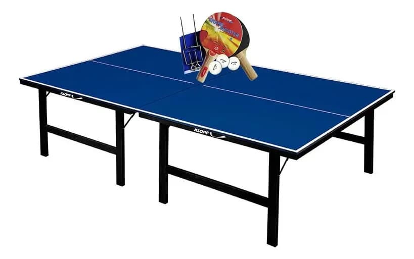 Mesa Ping Pong Especial Klopf 1016 + Kit Completo 5030 Azul