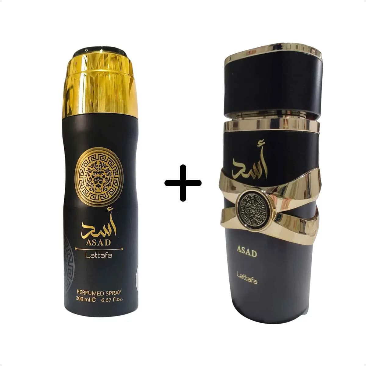Kit Perfume lattafa Asad 100ml + Desodorante Corporal Asad Masculino Lattafa 200ml