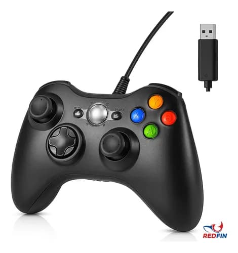 Controle Com Fio Para Xbox 360 Android Cor Preto console Marca REDFIN Joystick Manete Gamepass Steam Tv Pc Android PC controle pc gamer