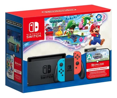 Bundle Nintendo Switch + Super Mario Bros. Wonder + 3 Meses De Assinatura Nintendo Switch Online