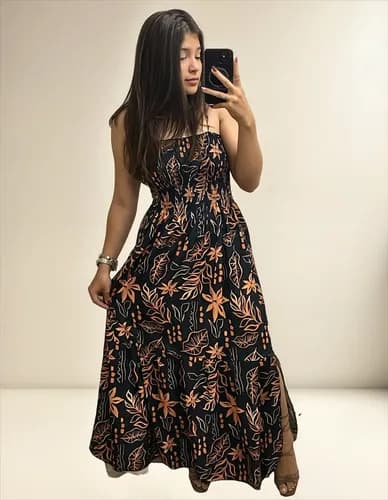 Vestido Feminino Soltinho Alça Ajustável Estampado Leve