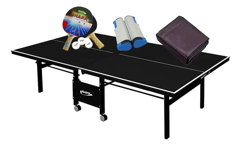 Mesa Ping Pong Klopf 1083K55K96C01 Dobrável Preto Com Rodas