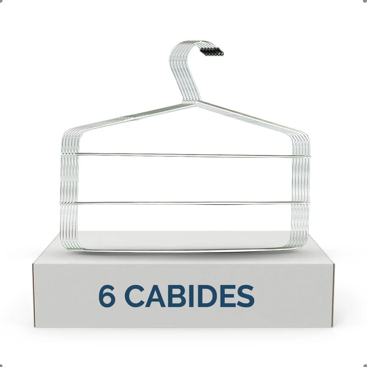 Kit Cabide Calça Jeans Cromado Organizador Closet 6 Unidades Prateado