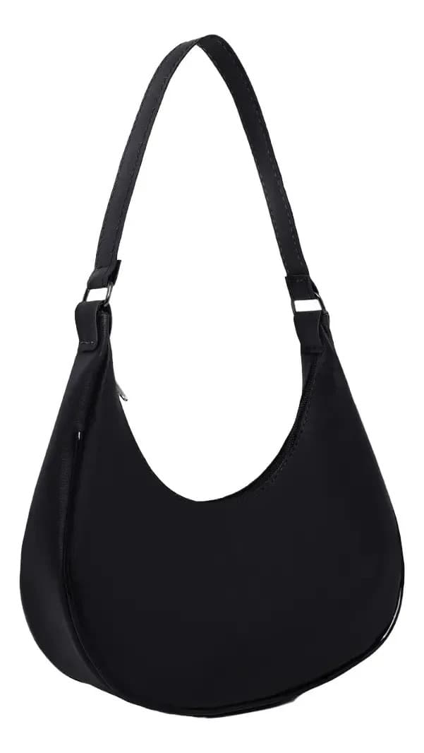 Bolsa Feminina Meia Lua Mão E Ombro Estilosa Moda Blogueira Cor Preto