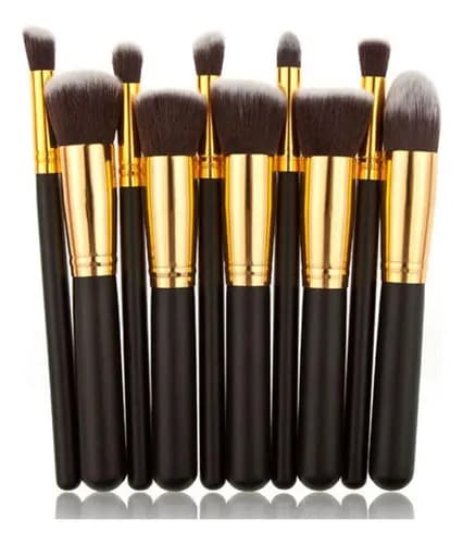 Kit 10 Pinceis Maquiagem Kabuki Profissional Jogo Pincel