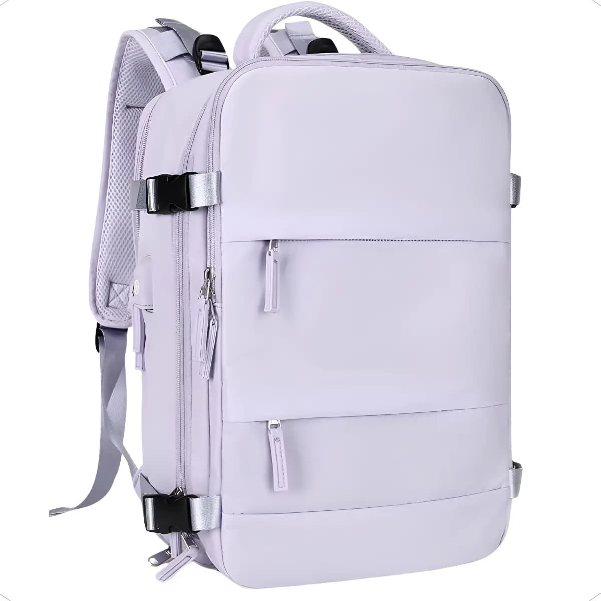 Mochila Viagem Impermeável Expansível Notebook Usb Reforçada Cor Mochila Viagem Impermeável Lilas Desenho Do Tecido Lisa