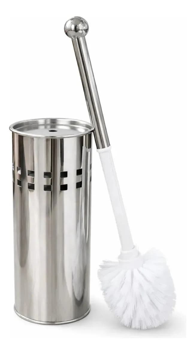Escova Sanitária Inox Com Suporte - Escova Limpeza Vaso Inox