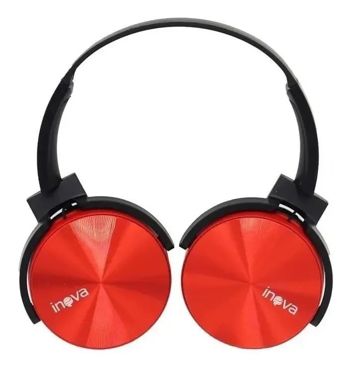 Fone Headphone Sem Fio Bluetooth Fone Ouvido Estéreo Inova Cor Vermelho
