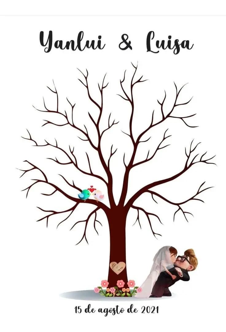 Quadro Personalizado Para Casamento Árvore Digitais Festas Cor Imagem1