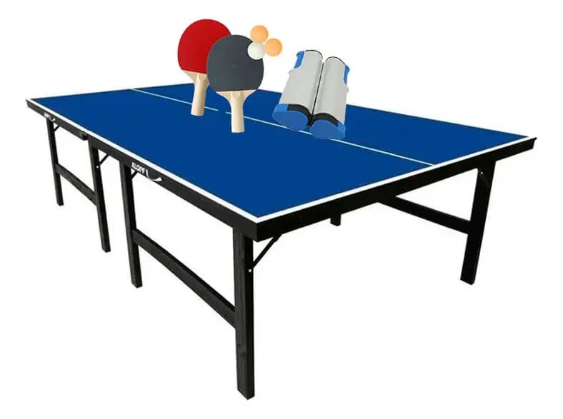 Mesa Ping Pong Klopf Mdf 18mm Dobrável Azul com Kit Completo