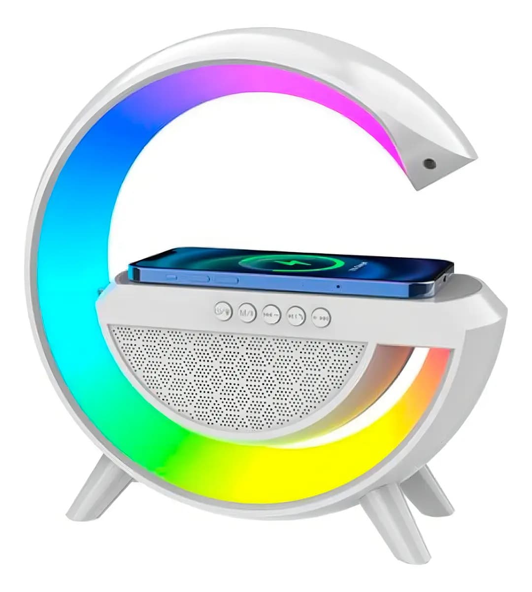 Luminária Inteligente Bellator RGB com Caixa de Som e Carregador Indução 15W
