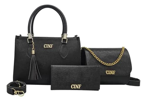 Kit Bolsa Feminina De Ombro Transversal Tira Colo E Carteira