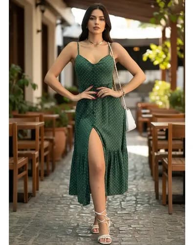 Vestido Longo Viscolino Feminino Com Botões E Bojo Blogueira