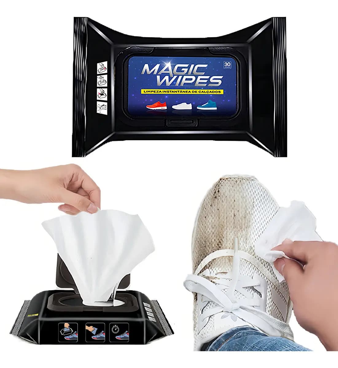 Limpa Tênis Sapato Bolsa Instantâneo Magic Wipes Prático profunda limpador seco jaqueta couro kit limpeza calçados