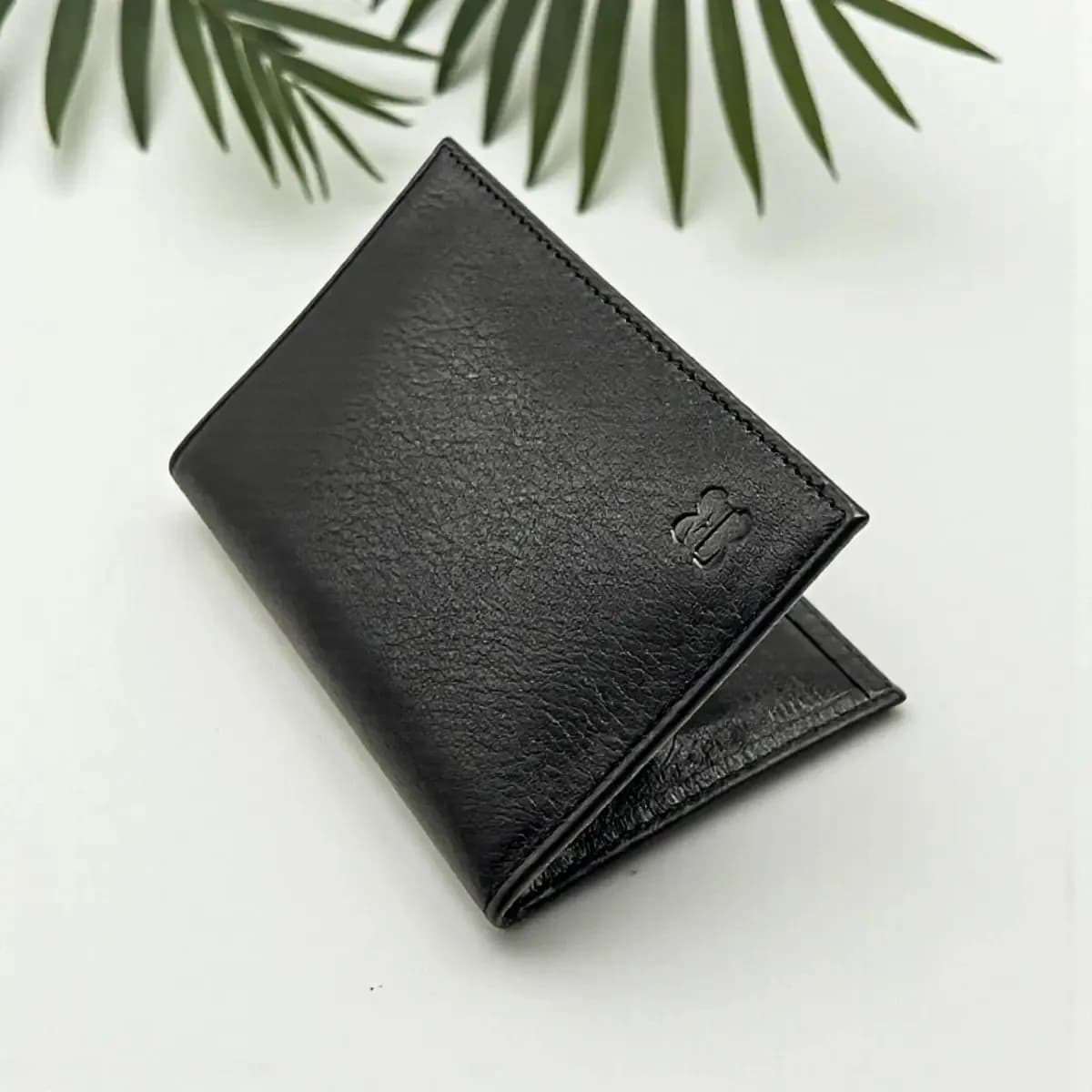 Carteira Couro Legítimo Masculina Feminina Slim Rfid Pequena Preto Couro