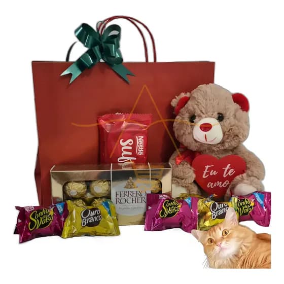 Kit Cacau Show Urso Pelúcia Chocolates Ferrero Rocher Suflair