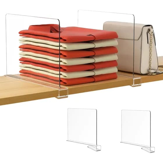 Kit 2 Divisórias De Prateleira Acrílico Para Bolsas Armários