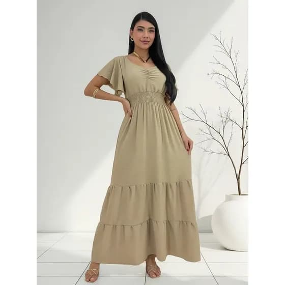 Vestido Longo Feminino De Manguinhas Multiuso De Luxo