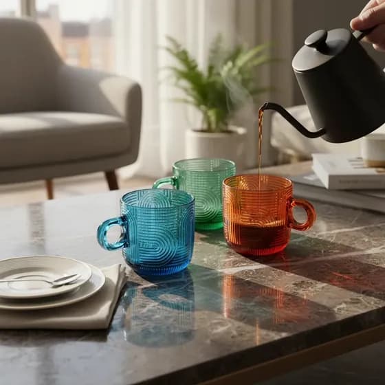 Kit 4 Xícaras De Vidro Elegantes Para Café Chá Resistente