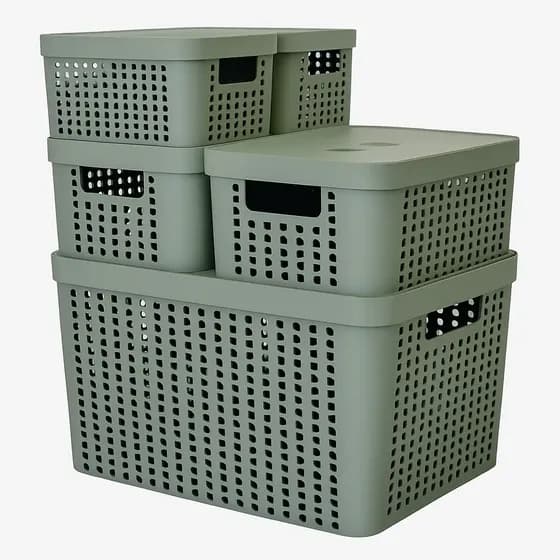 Kit 5 Caixas Organizadoras 2l 4,5l 17l Com Tampa Multiuso