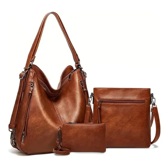 Kit 3 Bolsa Feminina Transversal Sacola Mochila Carterira