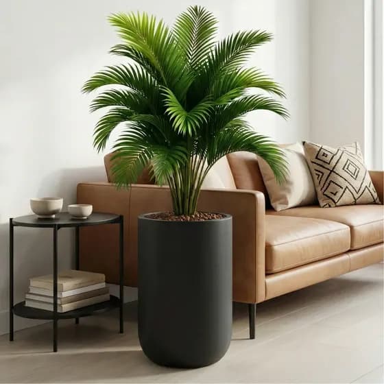 Decoração Sala Planta 18 Folhagens 1 Metro Com Vaso Enfeite Preto