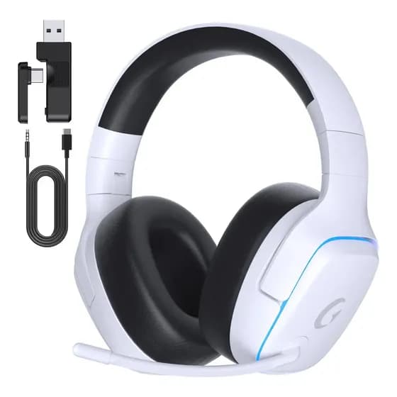 Olafvi® Fones De Ouvido Para Jogos Sem Fio Bluetooth 5.3 De 2,4 Ghz Com Microfone Com Cancelamento De Ruído, Som Surround 7,1 E Bateria De 70 H Para Ps5, Ps4, Pc E Switch, Cor Branco