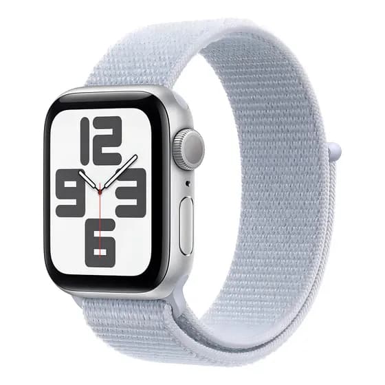 Apple Watch SE GPS • Caixa prateada de alumínio – 40 mm • Pulseira loop esportiva nuvem azul - Distribuidor Autorizado