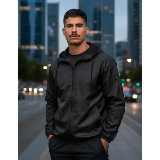 Jaqueta Corta Vento Masculina Resistente Forrada Com Capuz
