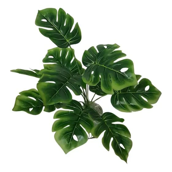 Kit 2 Buquês Costela de Adão Artificial Realista 43 cm 12 Folhas Cada Folhagem Verde para Decoração Permanente interiores casa sala Arranjos Vasos Festas paisagismo Jardim Vertical