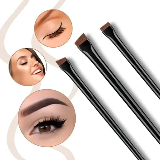 Kit 3 Pincel Chanfrado Profissional Design Sobrancelha Henna Preto