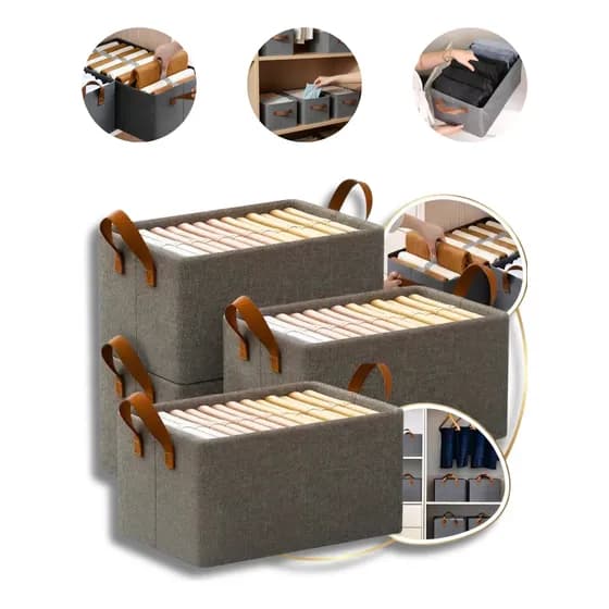 Kit 4 Cestos Organizadores Multiuso Dobráveis Gavetas Clean